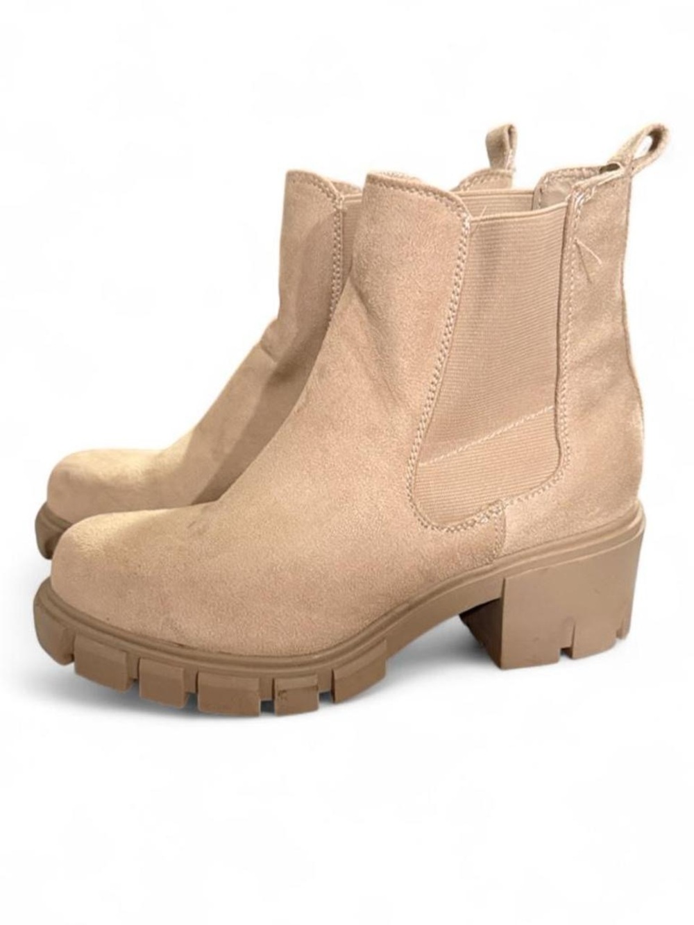 Madden Girl Taupe Chunky Chelsea Booties